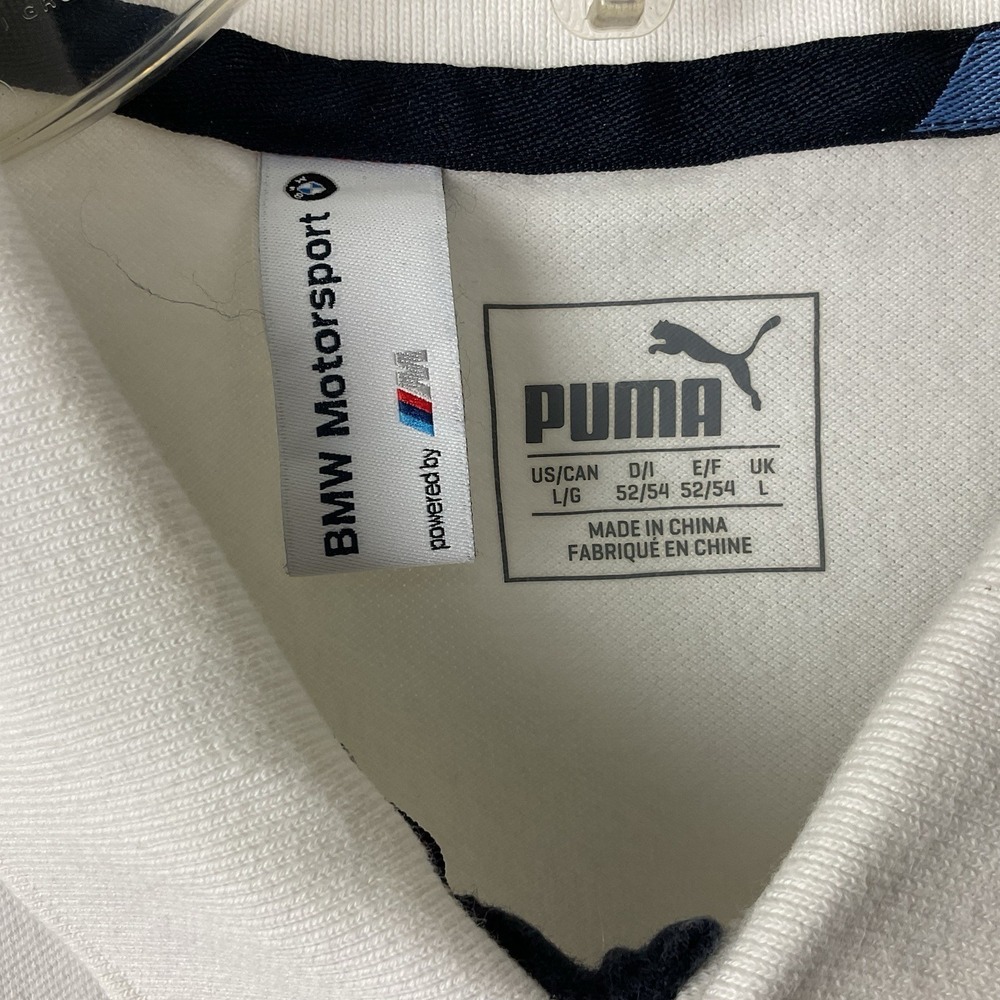 Puma x BMW Men's White Motorsport Asymmetrical Graphic Golf Polo Shirt Size L - Picture 7 of 14